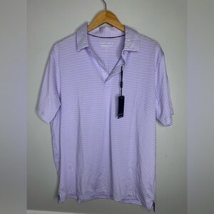 Micheal Rouen Purple Stripe performace golf polo